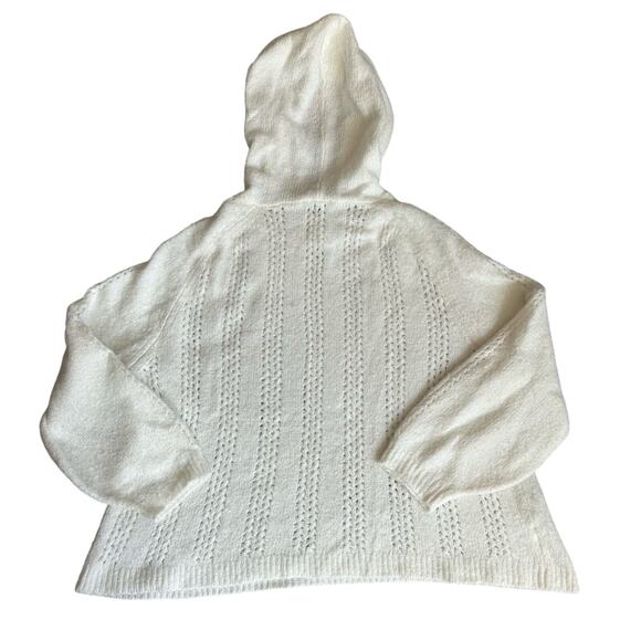 Ann Taylor Off White, Knit, Light Weight, Hooded Sweater- XL - Picture 2 of 7